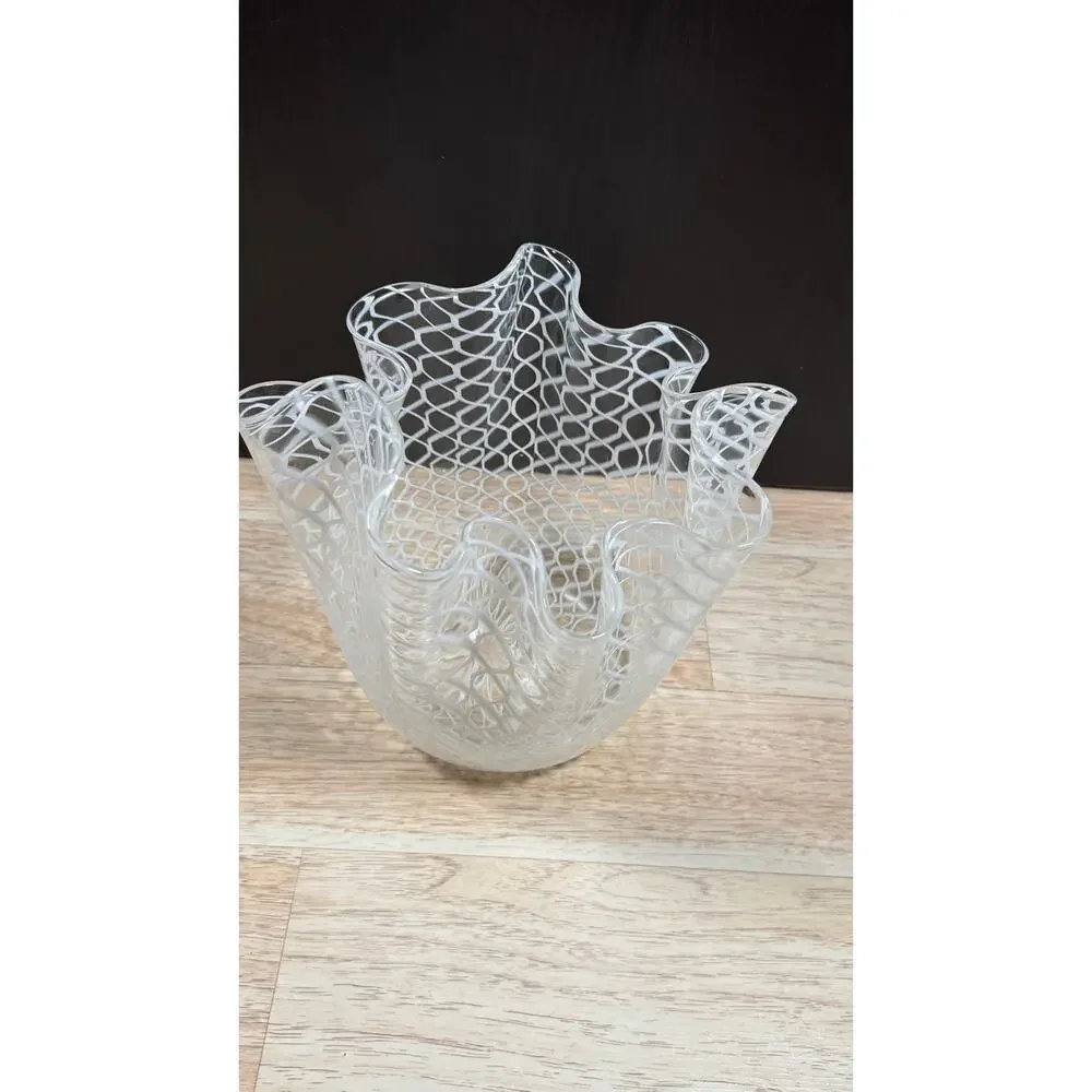 Fulvio Bianconi/Paolo Venini for Murano  Large Fazzoletto Art Glass Vase